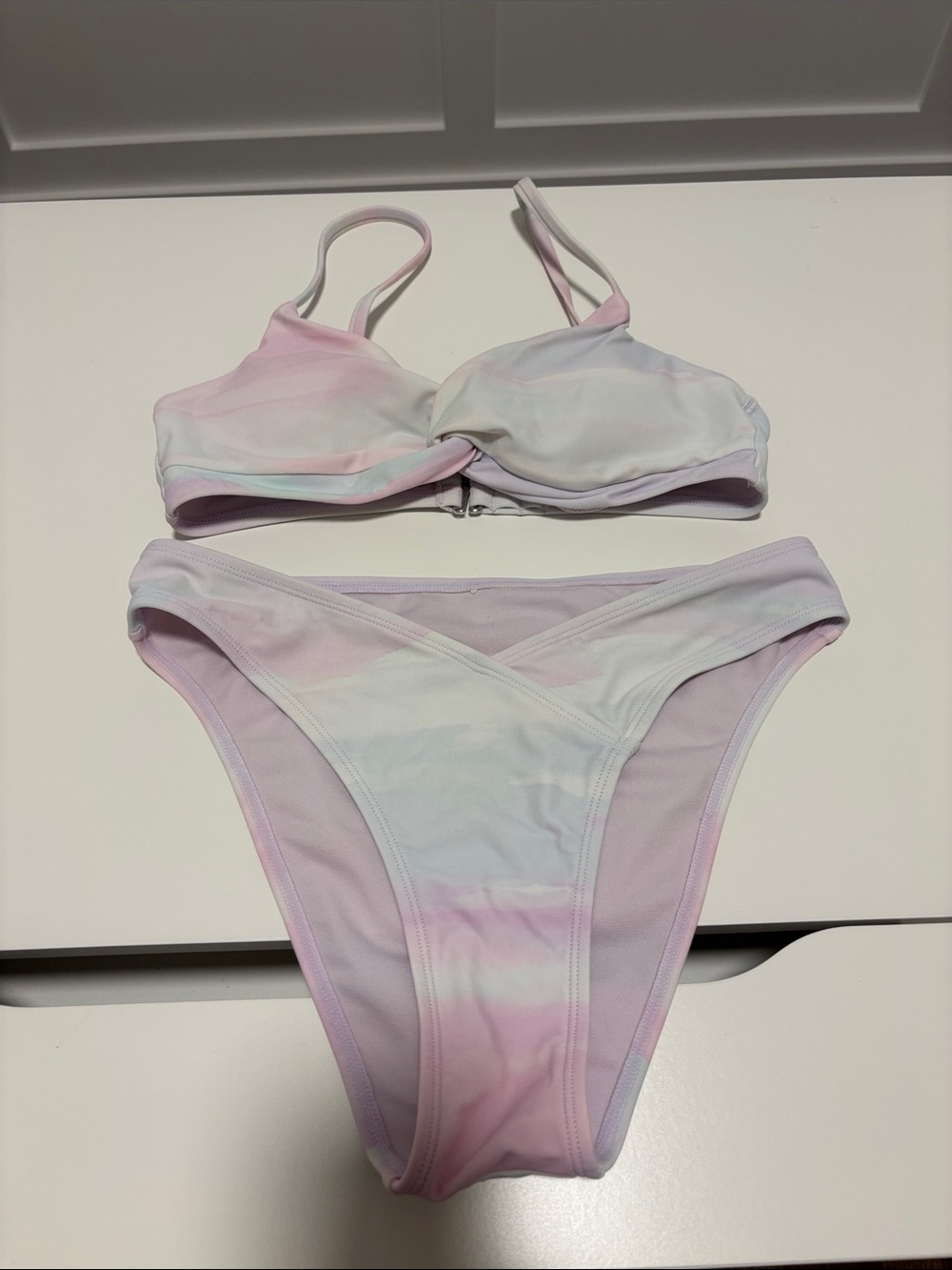 Pastel Tie-Dye Bikini Set - Pink & Light Blue